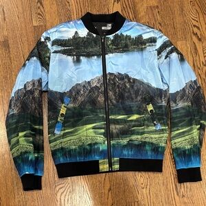 Love Moschino Mens Bomber Scenic Graphic Jacket with Logo Label 38